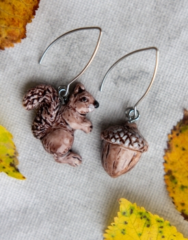 Earrings "Squirrel and acorn"